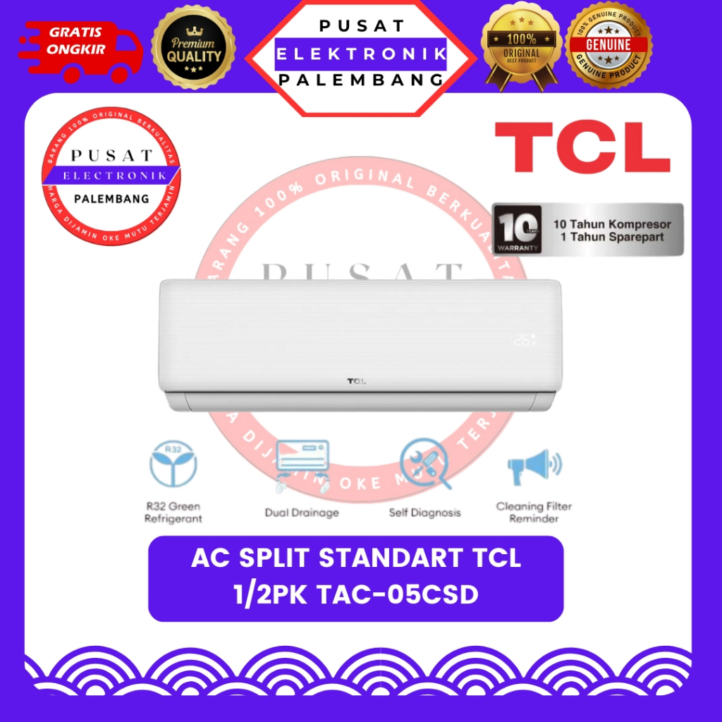 AC TCL 1/2 PK TAC-05CSD/XSS AIR CONDITIONER 1/2 PK AC PALEMBANG