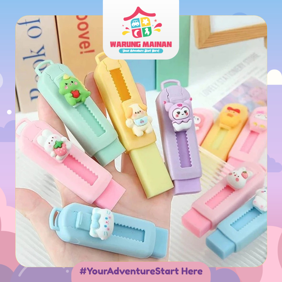 

WARUNGMAINAN ATK32 Penghapus Kartun Lucu Warna Macaron Telescopic Push And Pull Ujian Siswa
