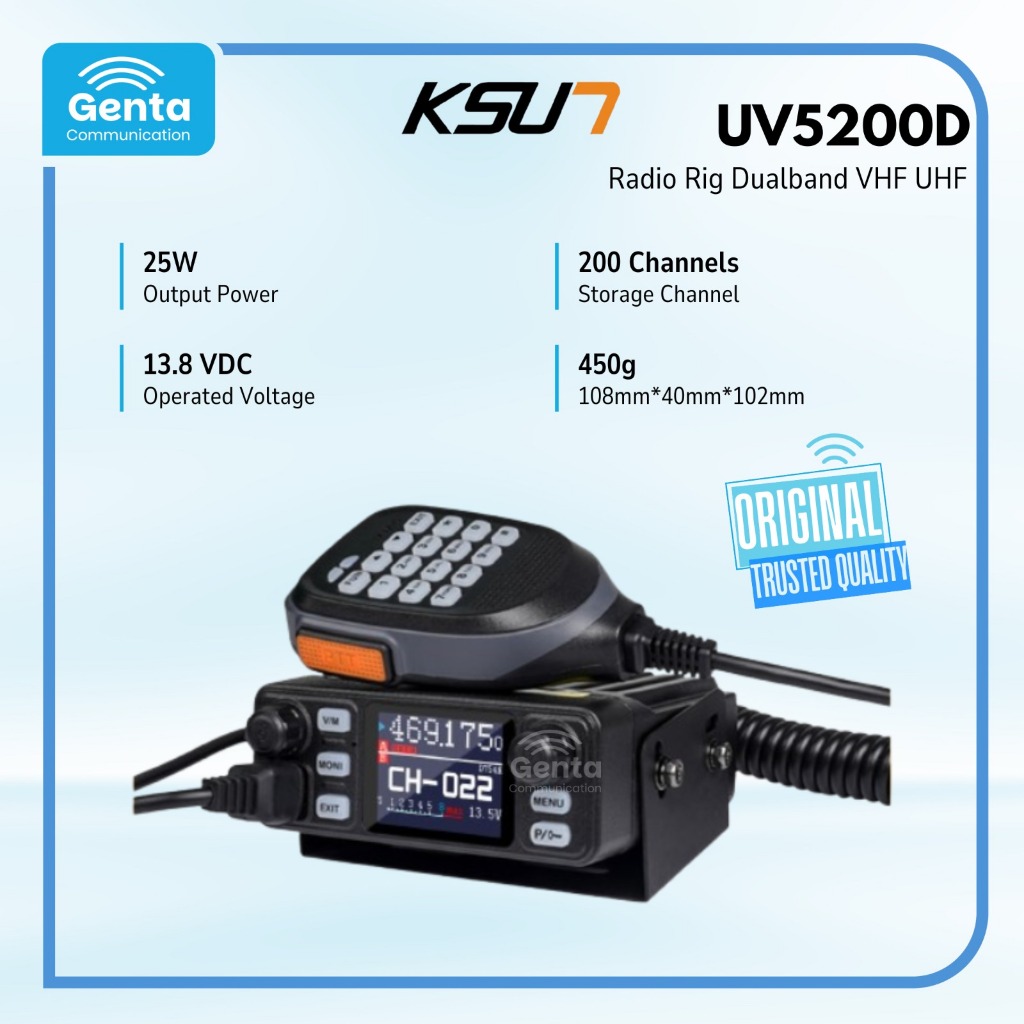 RADIO RIG MINI KSUN UV5200D UV-5200D UV 5200D DUALBAND VHF UHF 25W 100% ORIGINAL MURAH
