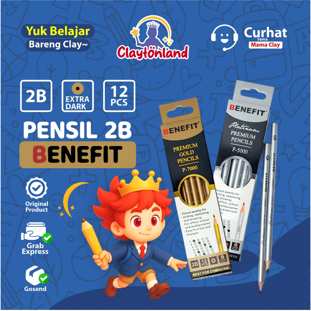 

1 PCS Pensil 2B Benefit Gold Silver Neon Black Pencil 2B Pensil 2B Murah