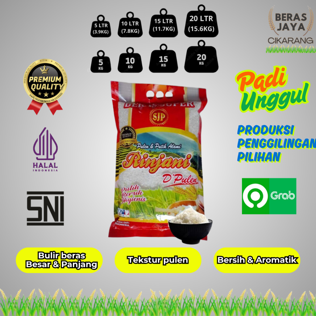 

(SPESIAL VOUCHER 7.7 SHOPEE!!) PROMOO MURAH BERKUALITAS BERAS PREMIUM SUPER PULEN RINJANI 5 KG BERAS JAYA CIKARANG