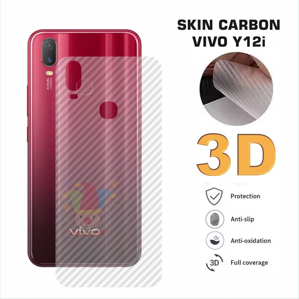 Garskin Vivo Y12i Skin Carbon Stiker Pelindung Belakang Handphone