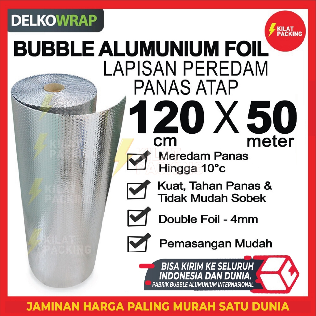 

Peredam Panas Atap DKM Bubble Alumunium Roll 120cm x 50m Insulation Metalizing Foil OJOL