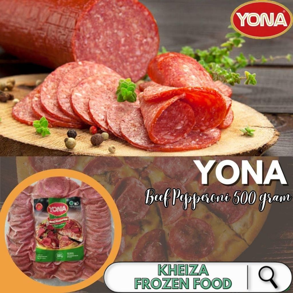 

YONA Beef Pepperoni - Daging Slice Peperoni Topping Pizza 500gr - Kheiza Frozen