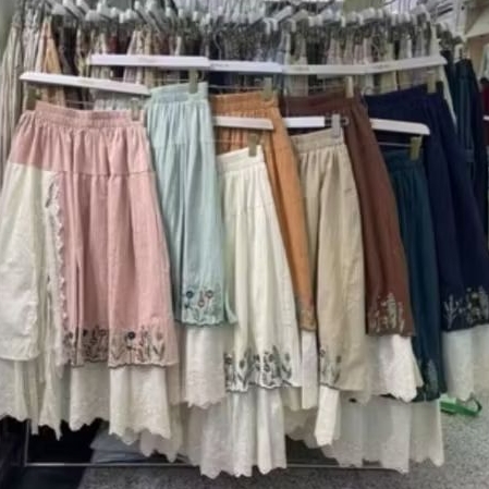 Rok Linen mix Katbol Harajuku Bangkok Warna Hijau Emerald