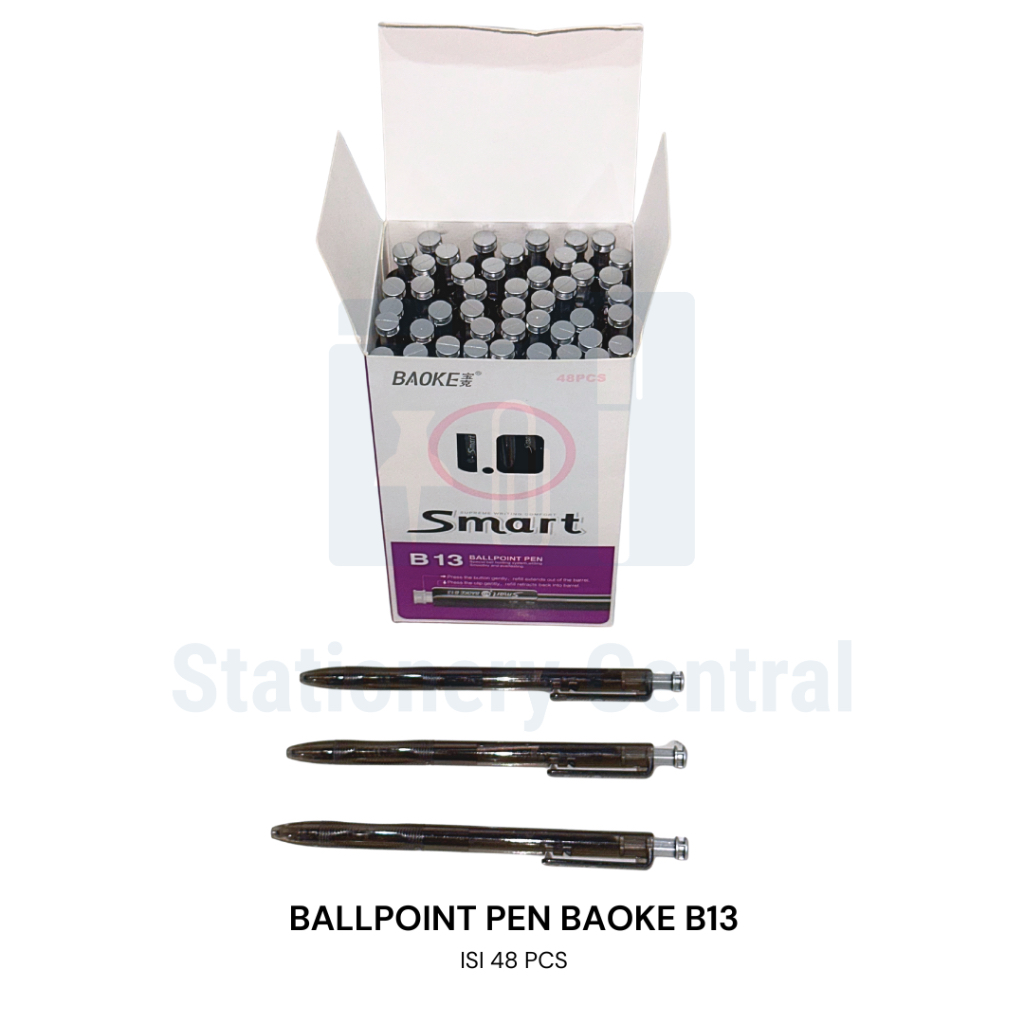 

48 pcs Pulpen Bolpoin Cetek BAOKE 1.0mm Smart B-13 Retractable Pen Pulpen Cetek Hitam Biru