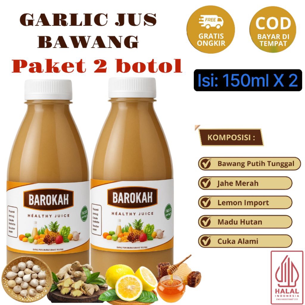 

Garlic Jus Bawang Tunggal Herbal Alami Asli 100% Original Paket 2 Botol Isi @ 150ml Per Kemasan