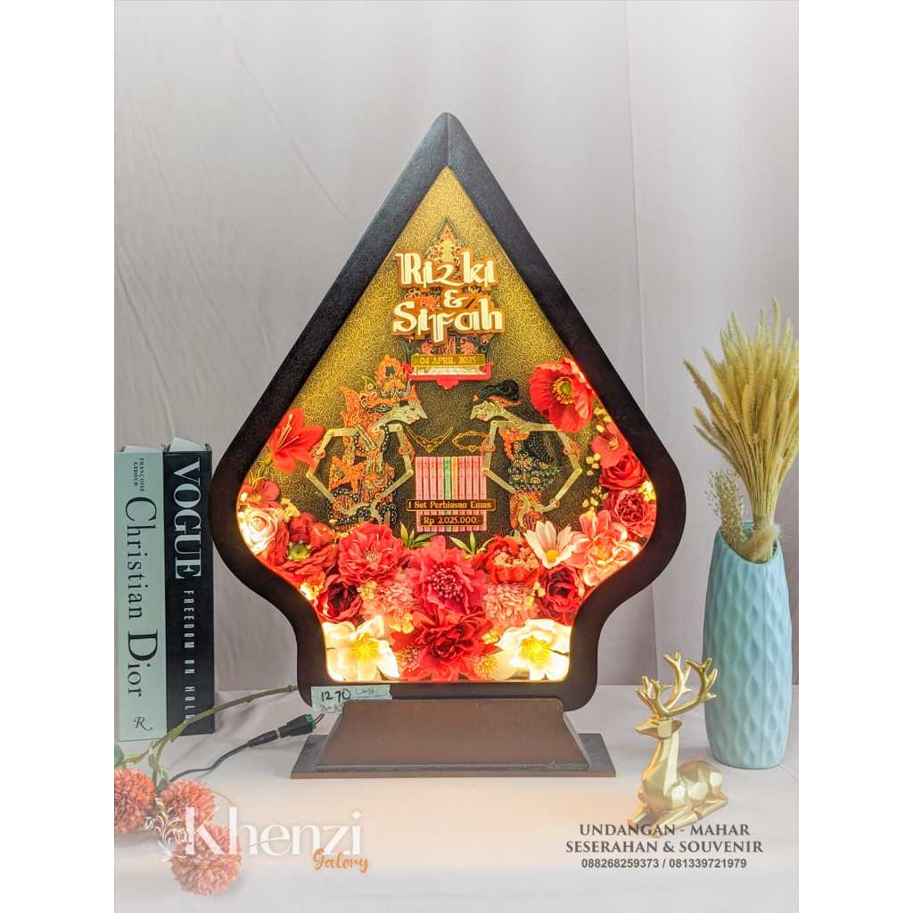 35x45 frame mahar pernikahan gunungan wayang kulit | mahar pernikahan tema jawa elegan