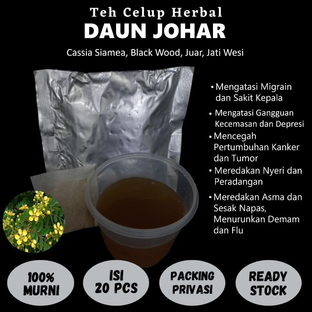 

Teh Celup Herbal DAUN JOHAR Mengatasi Wasir Sembelit Anemia Migrain Sakit Kepala Asma Sesak Napas