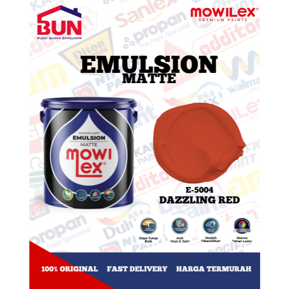 Mowilex Emulsion Cat Tembok Interior 2,5 Liter - DAZZLING RED (TINTING)