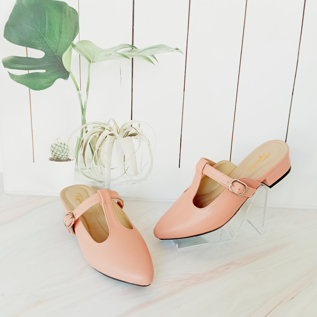 Sandal Heels Mules Wanita Tinggi Hak 3cm