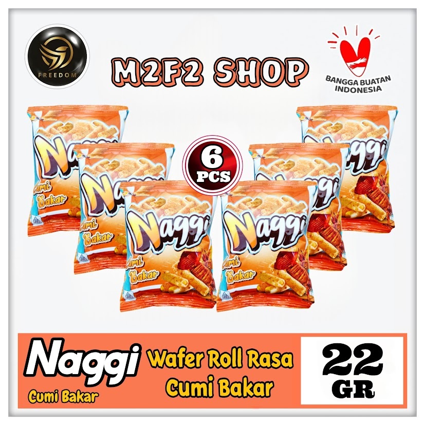 

Snack Naggi Wafer Roll Rasa Cumi Bakar Sachet - 22 gr (Kemasan 6 Pcs)