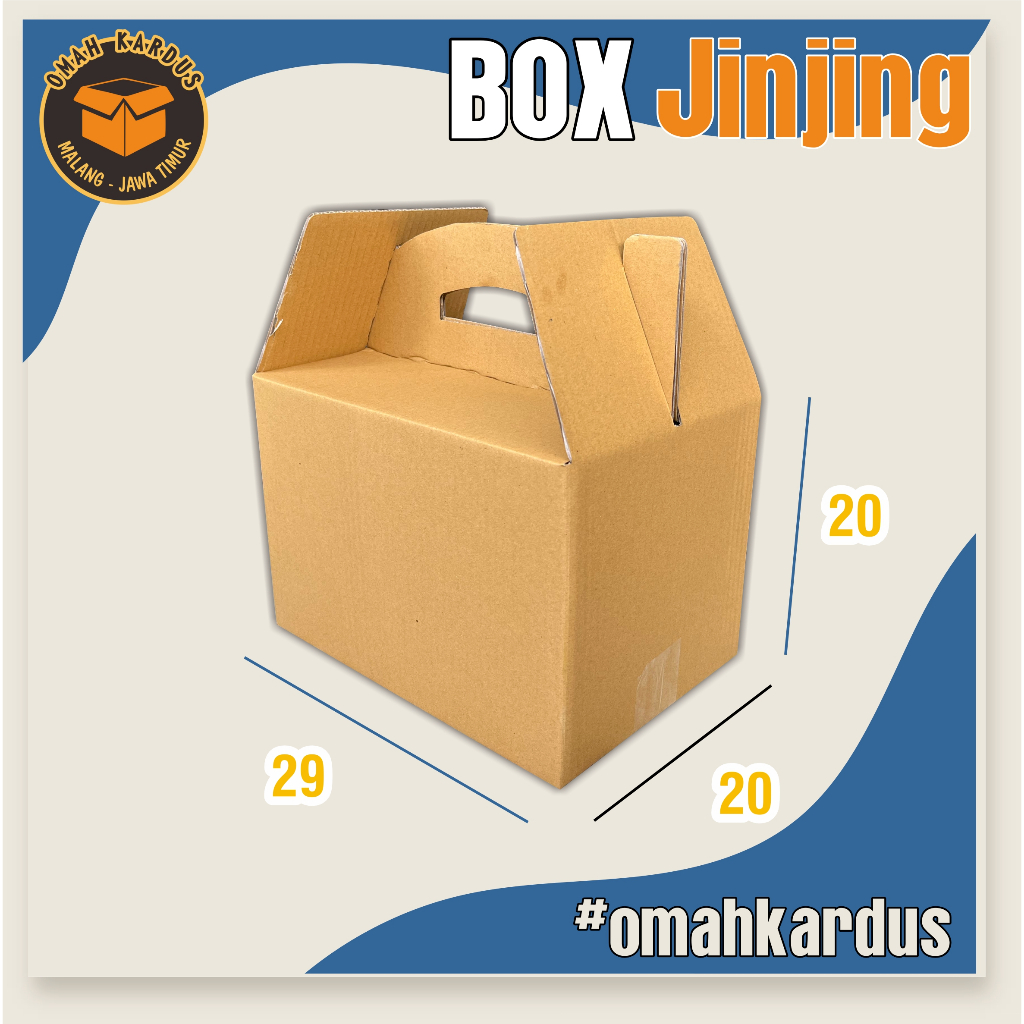 

Box Jinjing POLOS 29x20x20 cm | Kardus takeaway | jinjing/tenteng | kardus buah | hampers | sembako