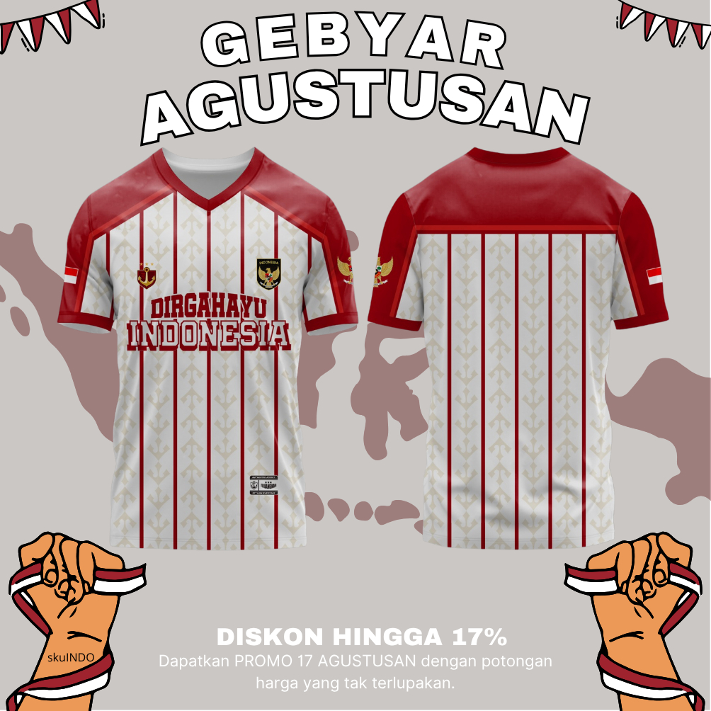 NINETYNINERS - Kaos Pria Wanita Jersey Bola 17 Agustusan Timnas Indonesia Piala dunia
