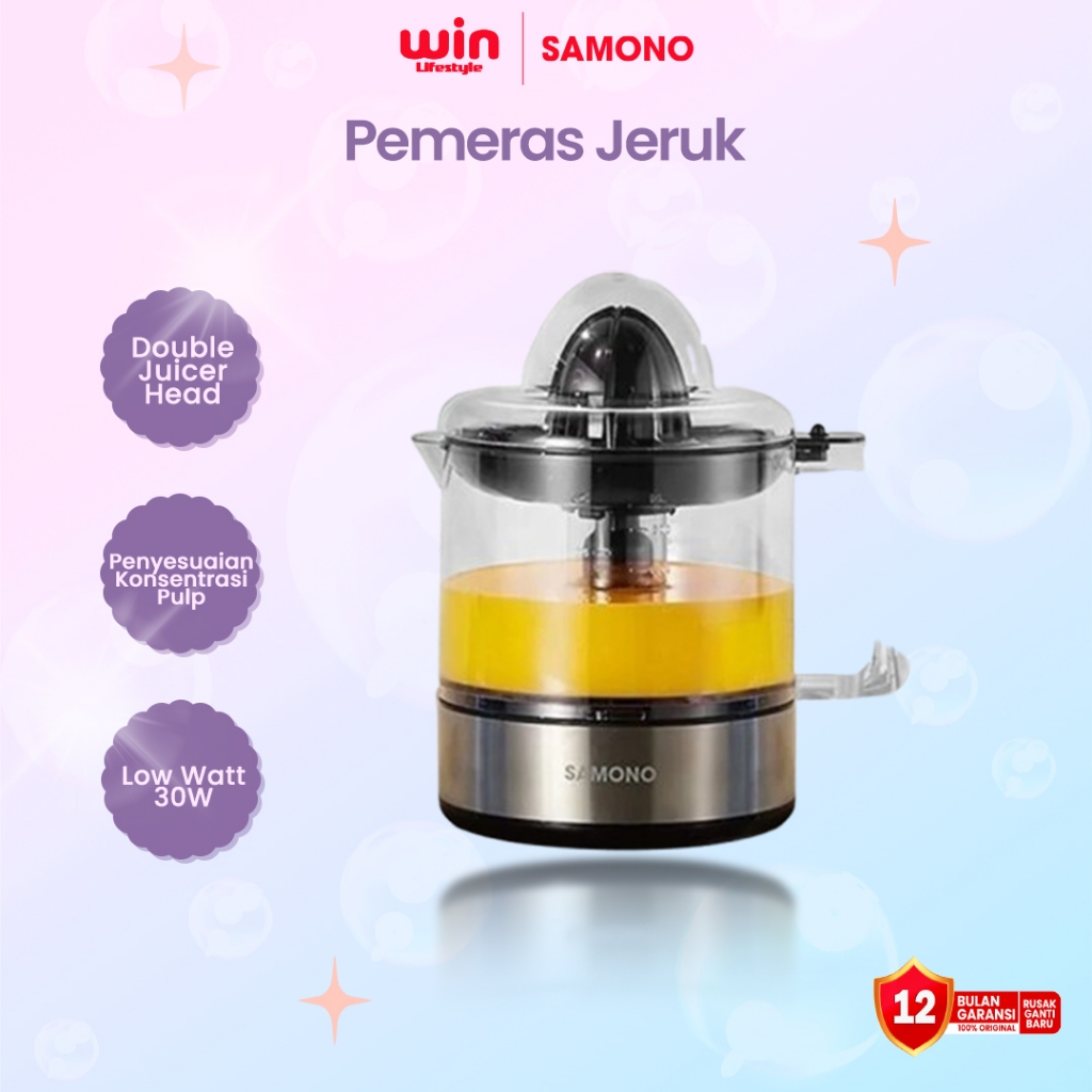 SAMONO Pemeras Jeruk Juicer Citrus Extractor 1 Liter 30W Elektrik Fruit Vegetable Praktis Kapasitas 