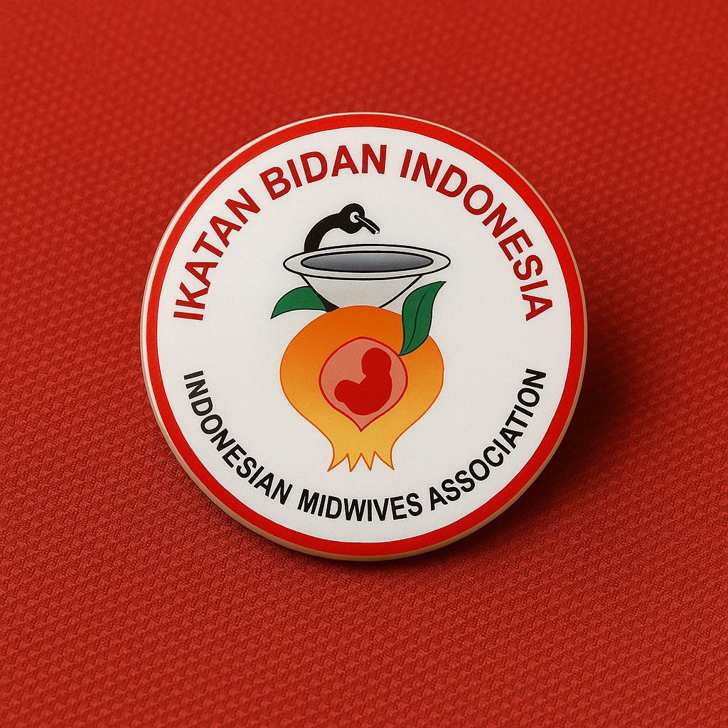 Pin IBI Resmi (TERBARU) – Ikatan Bidan Indonesia | Bros LOGO IBI Bahan Plat Lapis Resin Bulat