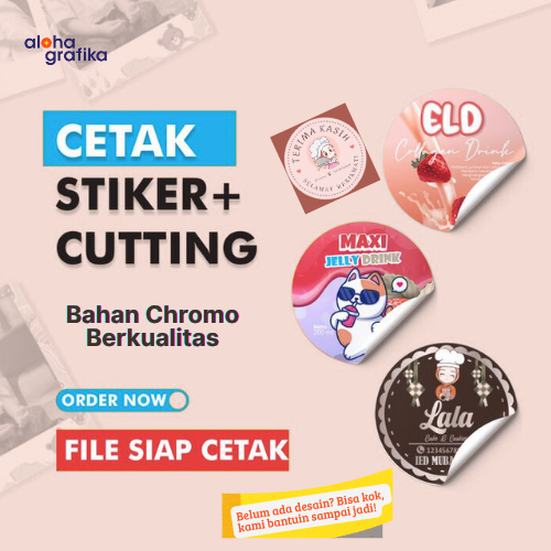 

Cetak Stiker Label Makanan Custom Bahan Chromo/Bontak