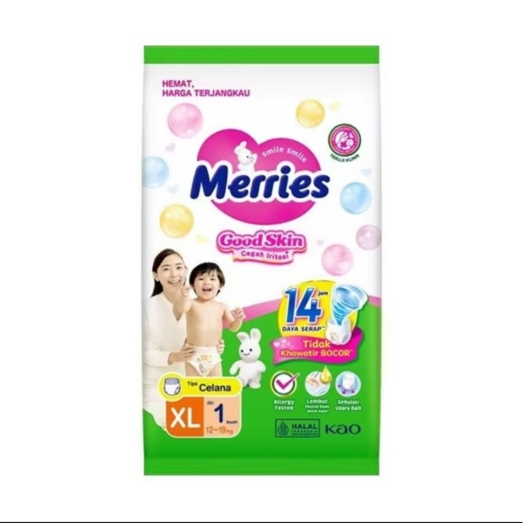 MERRIES RENCENG isi 6 SIZE S M L XL XXL / PAMPERS MERRIES RENTENG SACHET