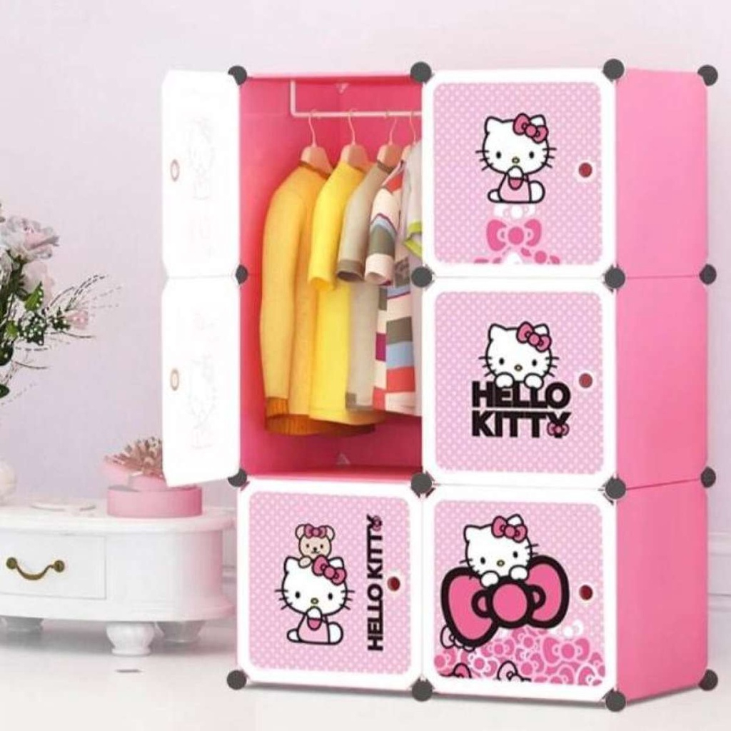 Lemari Plastik (2x3) 6 Kotak Baju Pakaian Anak Bayi Portable / Lemari Plastik 6 Pintu / Lemari Pakai