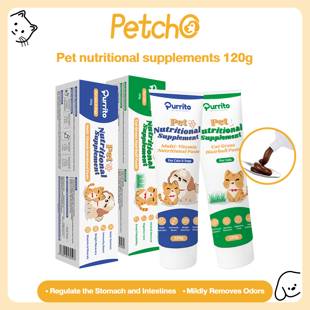 Petcho Pasta Vitamin Kucing Anjing 120g Malt Anti Hairball dan Multivitamin Suplemen Kucing Anjing