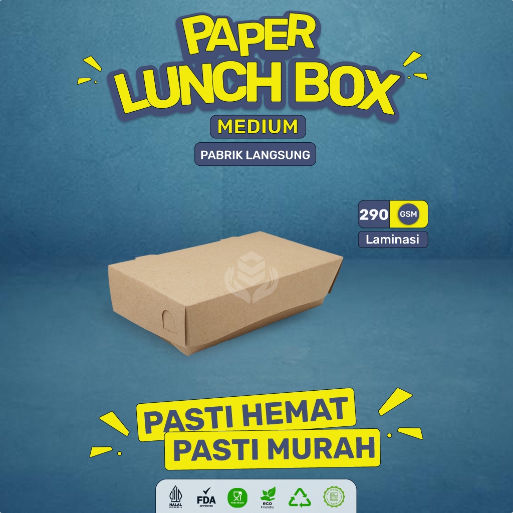 Paper Lunch Box Medium Lunch Box M Polos / Lunch Box Paper Laminasi Food Grade