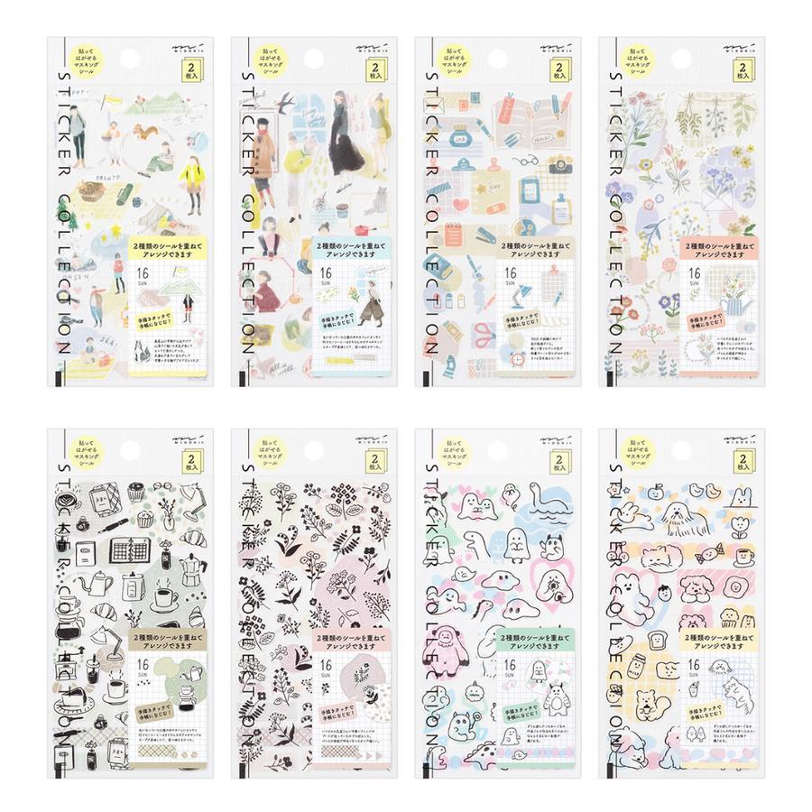 

Midori Sticker Collection 2 Sheets Layer Sticker Clear Planner Seal Japan Journal Deco Stiker Jepang