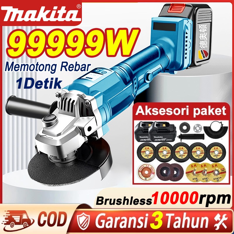 JIMCROWN Gerinda listrik makita Gerinda Baterai Brushless 99999W Mesin Gerinda Baterai Penggiling