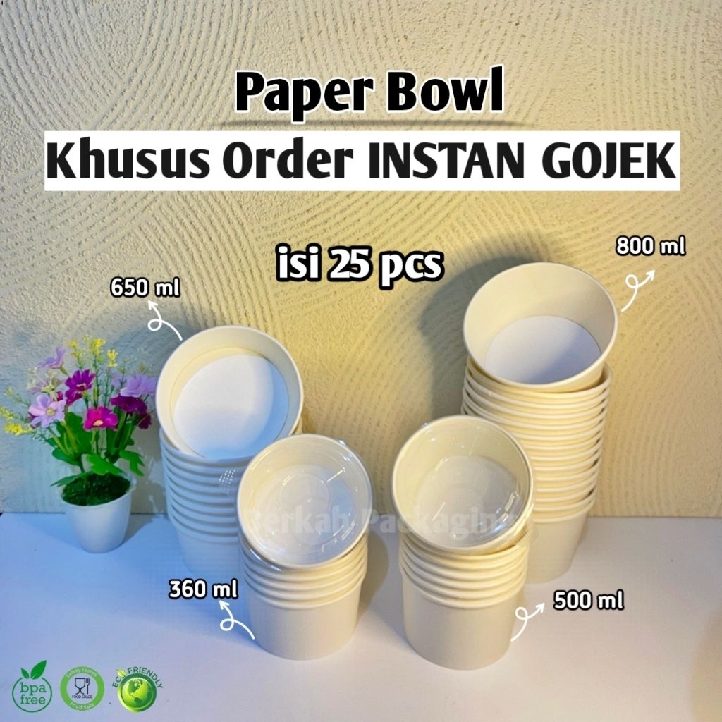 (25pcs) INSTAN GOJEK Paper Rice Bowl Nesto | Mangkok Kertas Rice Bowl