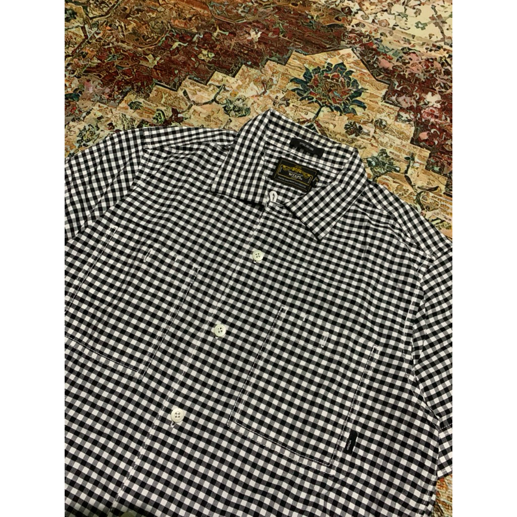 Kemeja Buttondown Wtaps Gingham Black White