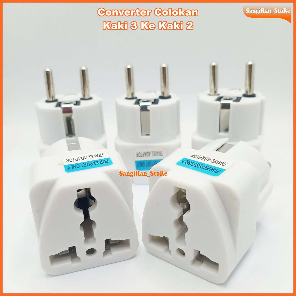 Steker Over colokan kaki 3 tiga ke kaki 2 Dua stop kontak Adapter Travel Converter colokan charger i