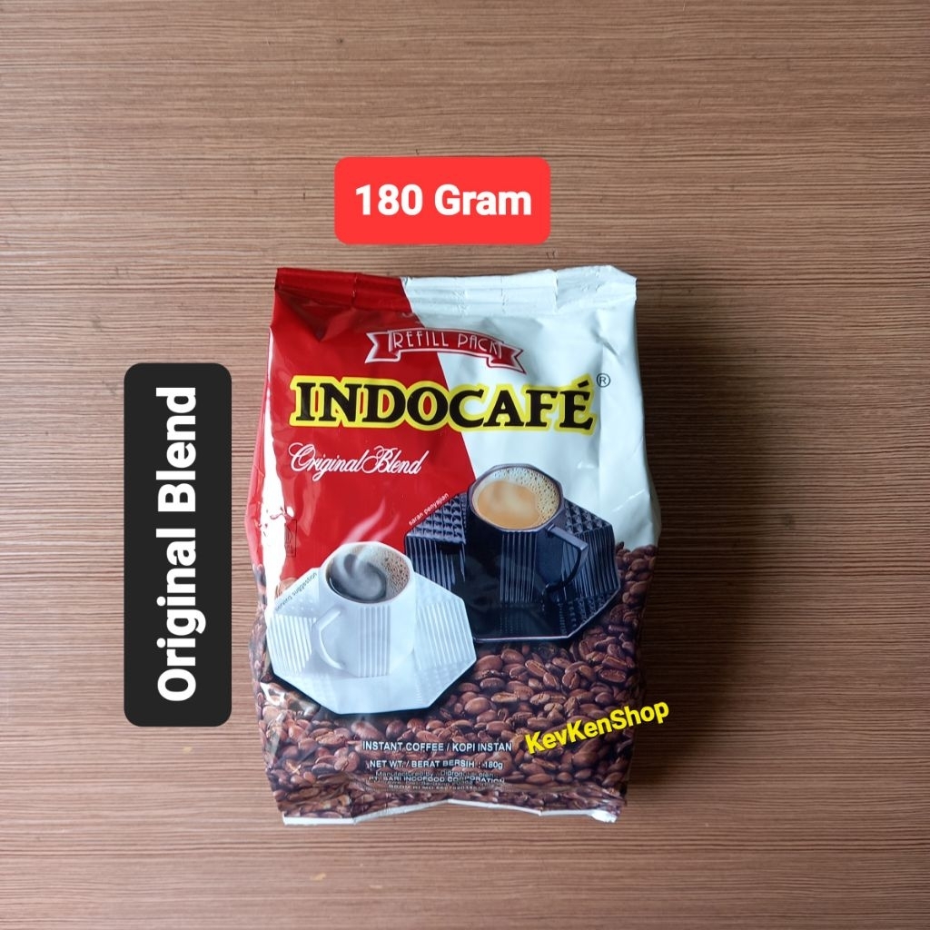 

Indocafe Original Blend Refill Pack 180 Gram Black Coffee Kopi Hitam Kemasan isi Ulang 180Gram