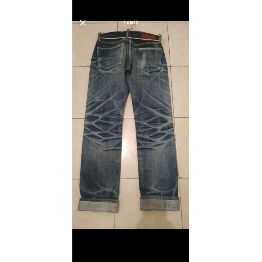 Dyke denim article the sting x 22oz selvedge tosca and gold line,size 28 slim straight