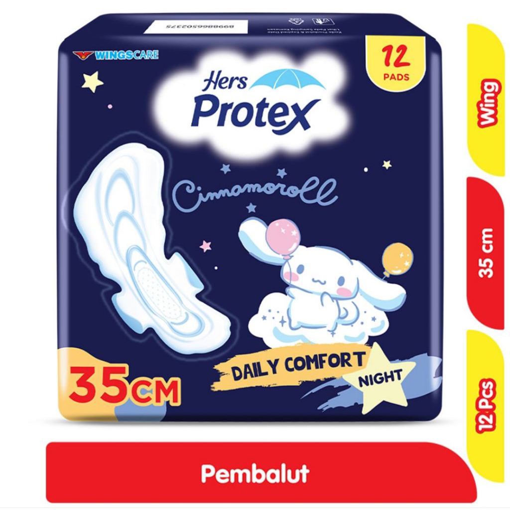 Hers Protex Pembalut Wanita Wings Malam 35cm 12 Pads