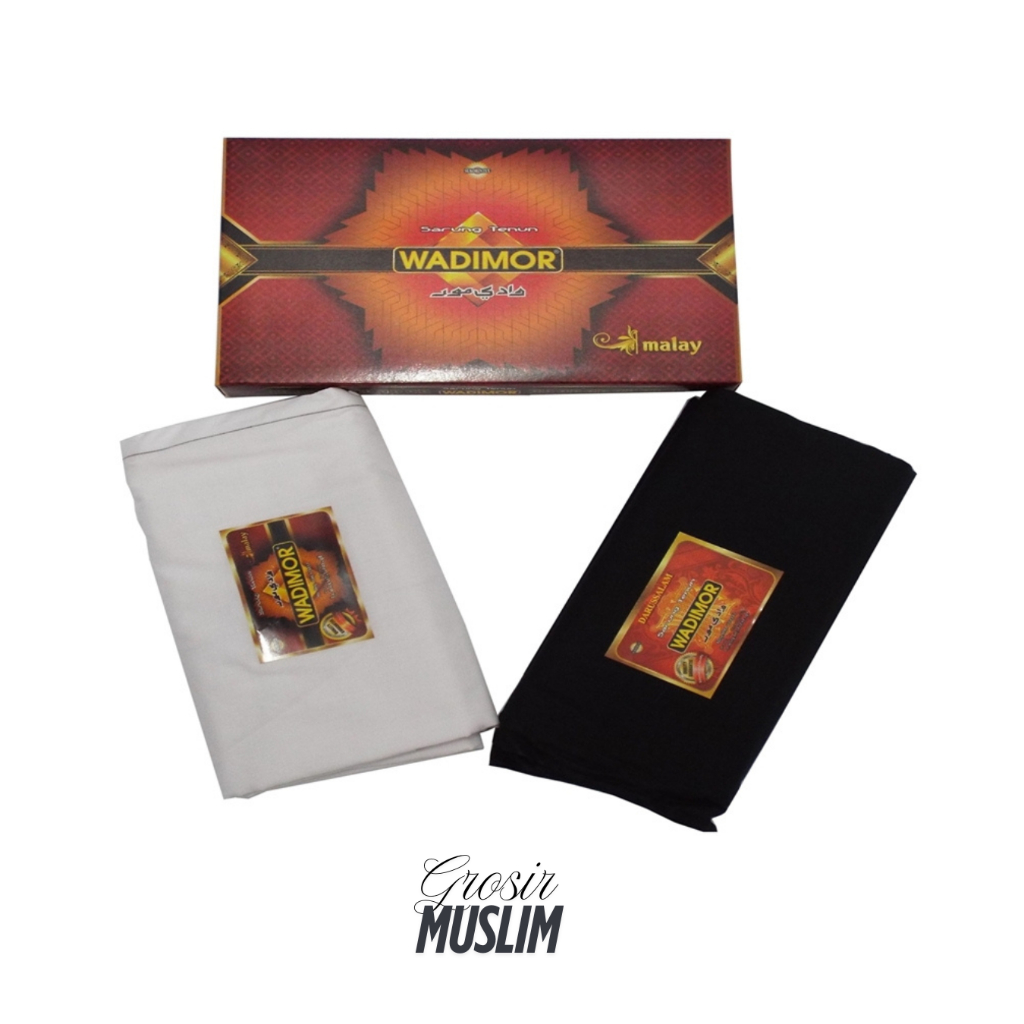 Sarung Wadimor Hitam Putih Polos Original | Kain Sarung Premium