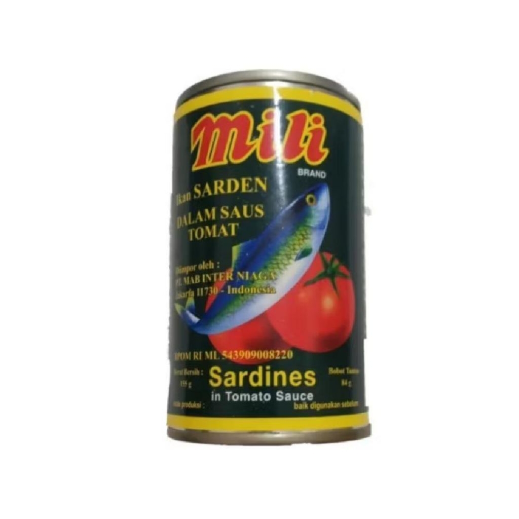 

Sarden Mili 155 Gram Mackerel | Ikan Sarden Tutup Putih