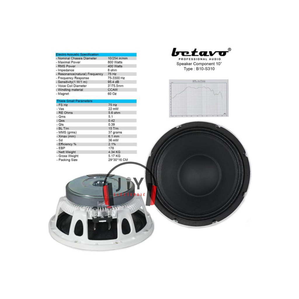 Speaker Komponen Betavo 10 Inch B10-S310 B10 S310 B10S310