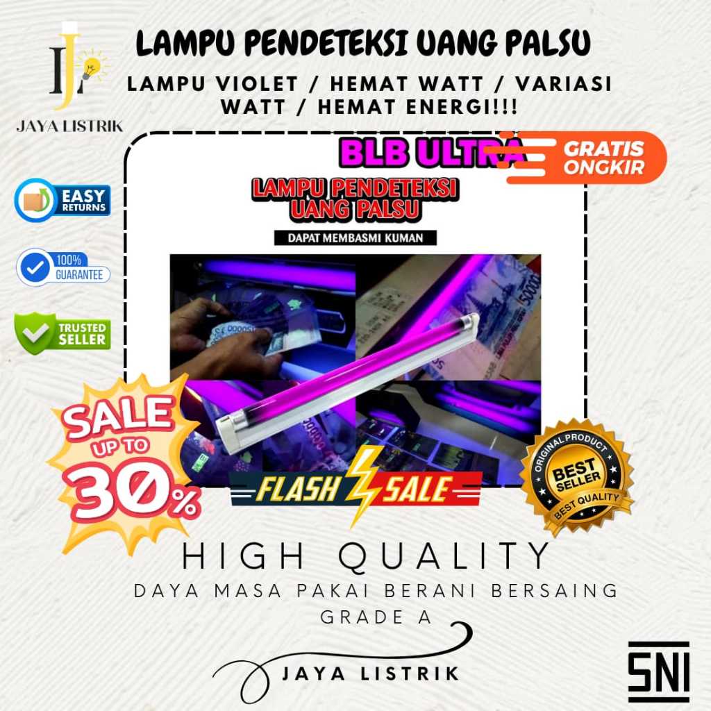 JAYA LISTRIK - LAMPU UV MONEY DETECTOR GAXINDO TL T5 SET ULTRAVIOLET 6/8/10 WATT  ALAT PENDETEKSI UA