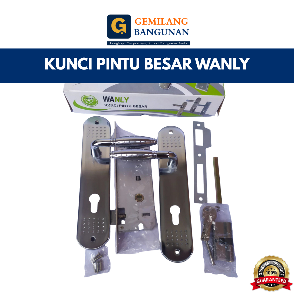 Kunci Pintu Besar WANLY / Kunci Pintu Rumah / Gagang Pintu Besar / Body Kunci Pintu Besar + Gagang P