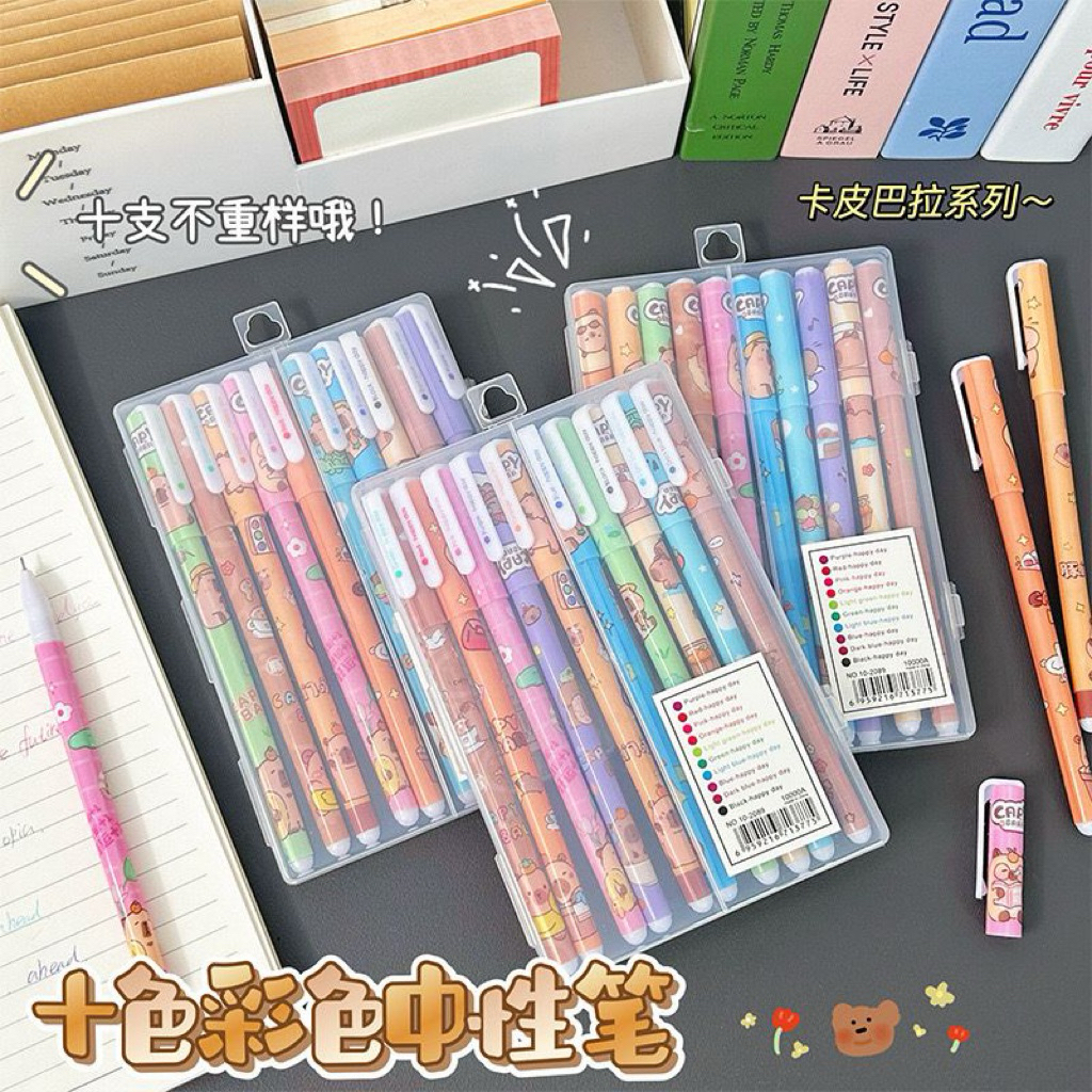 

Pulpen Gel 10in1 Warna Warni Karakter Capybara 0.5mm