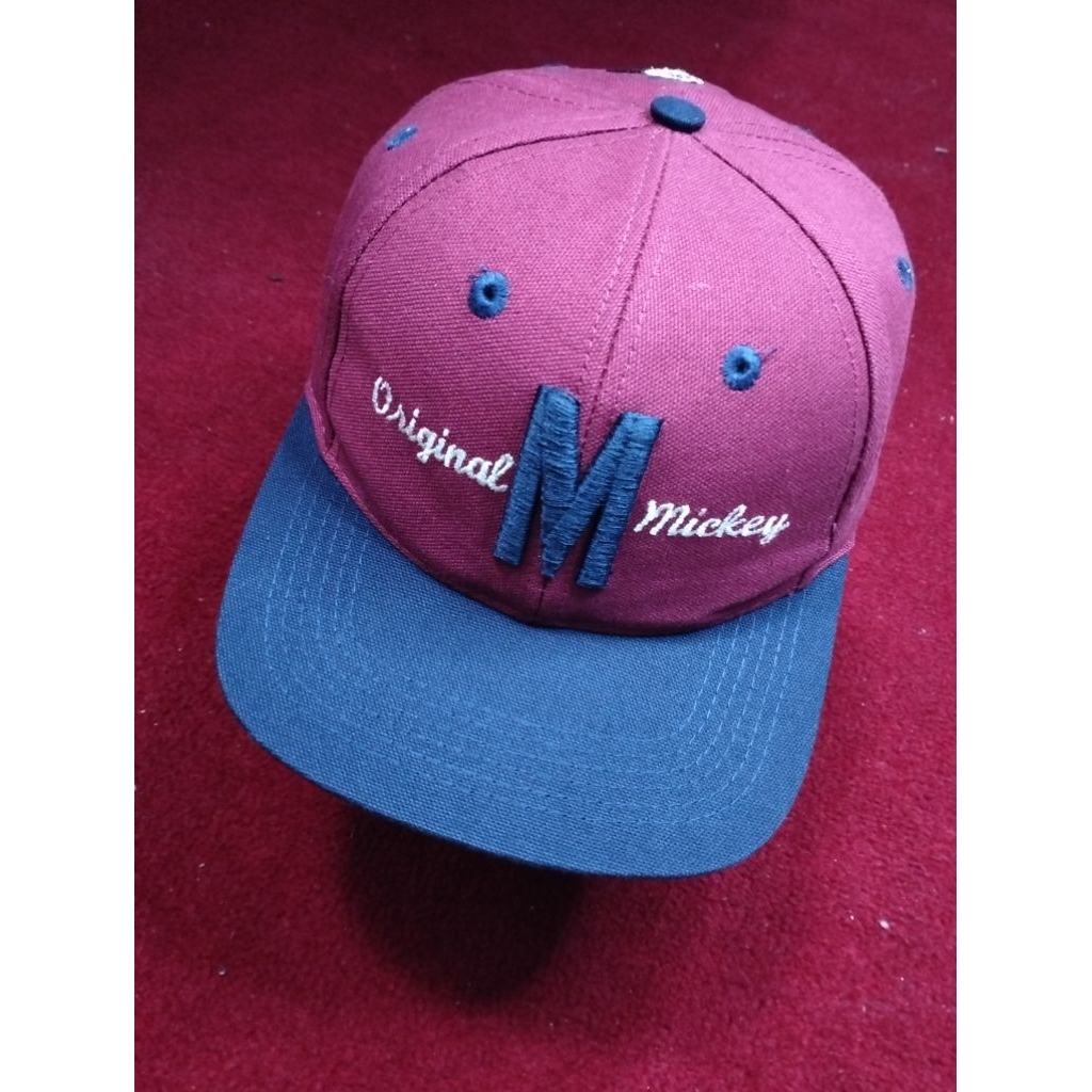 Topi Baseball Disney Mickey Mouse Original The Disney Store Merah Maroon Biru Navy Preloved