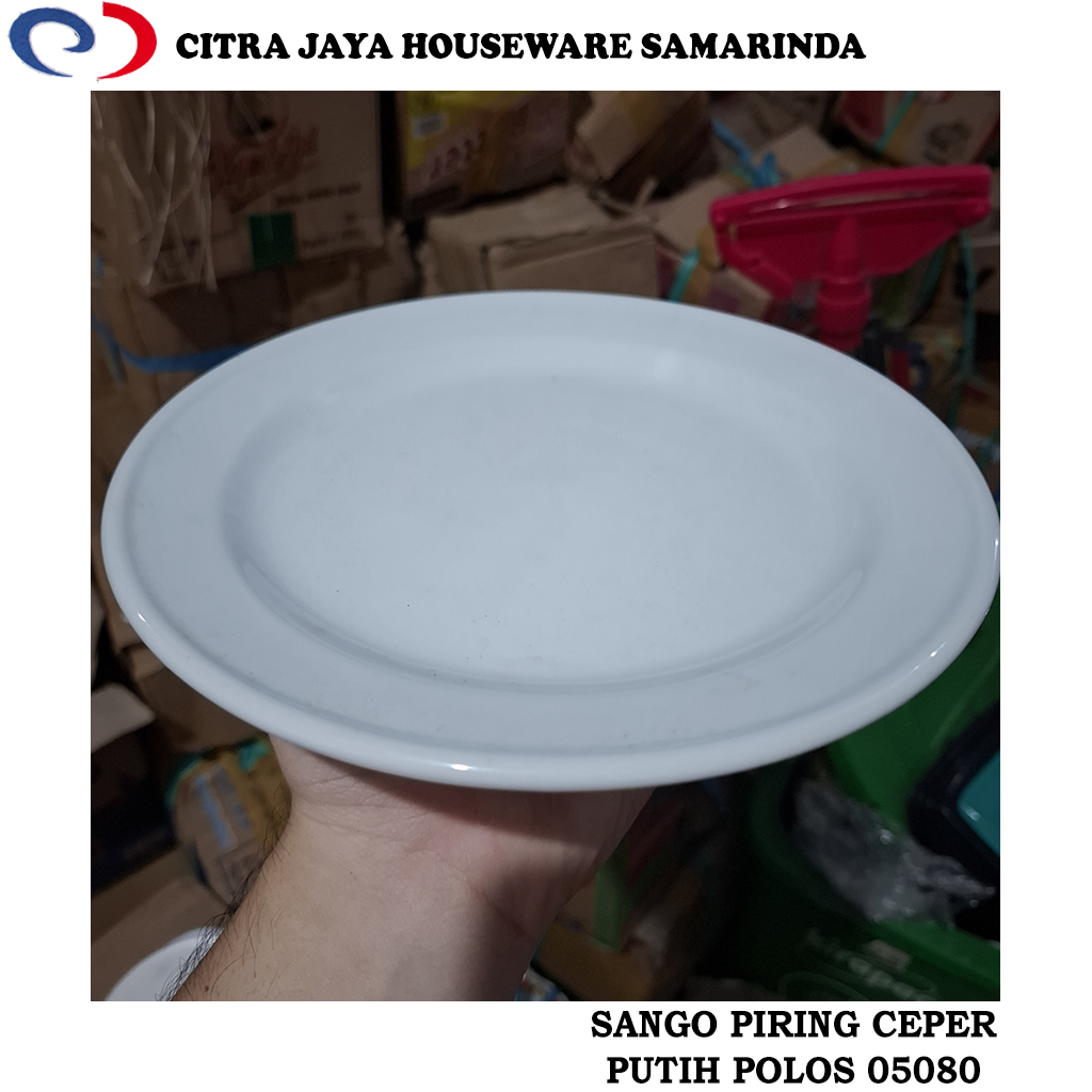 Piring Ceper Keramik 8 Inch Putih Polos SANGO 05080 (1 Pcs / 6 Pcs)