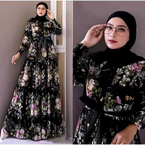 GAMIS BUNGA SAKURA MODEL TIGA DARA TERBARU 2025