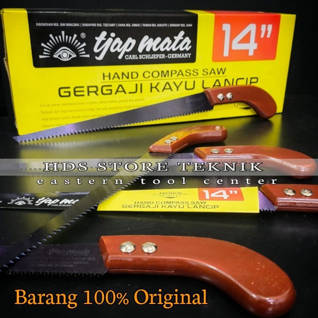 Gergaji Kayu Lancip 14 Inch Tjap Mata Asli Gergaji Dahan Kayu Runcing 35 Cm