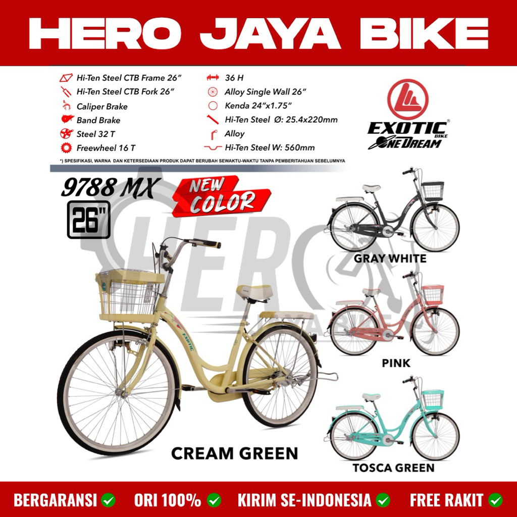 Sepeda Mini Keranjang Dewasa Perempuan CTB City Bike EXOTIC ET 9788 MX 20 dan 26Inch