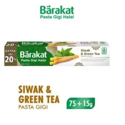 

3pcs BARAKAT pasta gigi siwak dan greetea 75g+15g