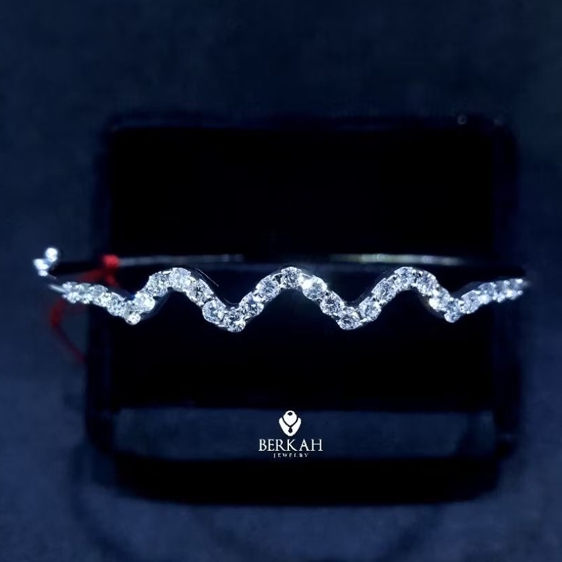 Gelang wanita emas putih berlian asli natural diamond FREE Sertifikat keaslian