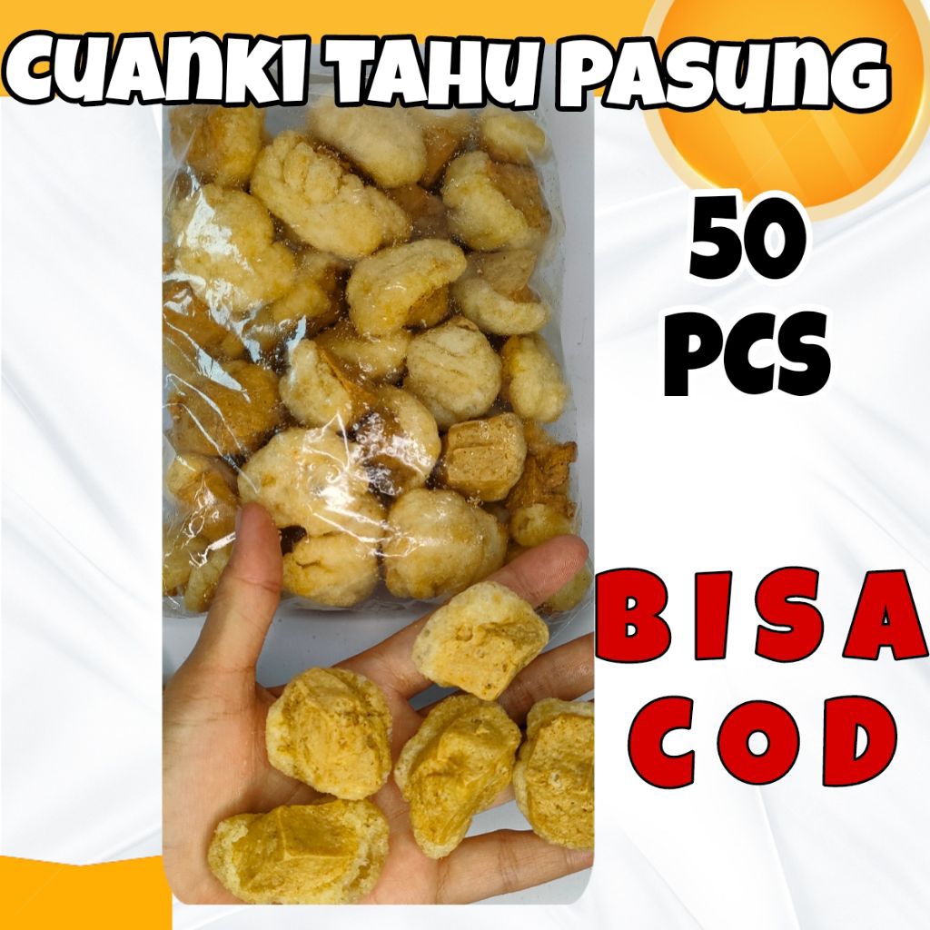 

ISI 50 PCS CUANKI TAHU PASUNG / CUANKI TAHU KERING / CUANKI TAHU SEGITA TOPING BOCI SEBLAK