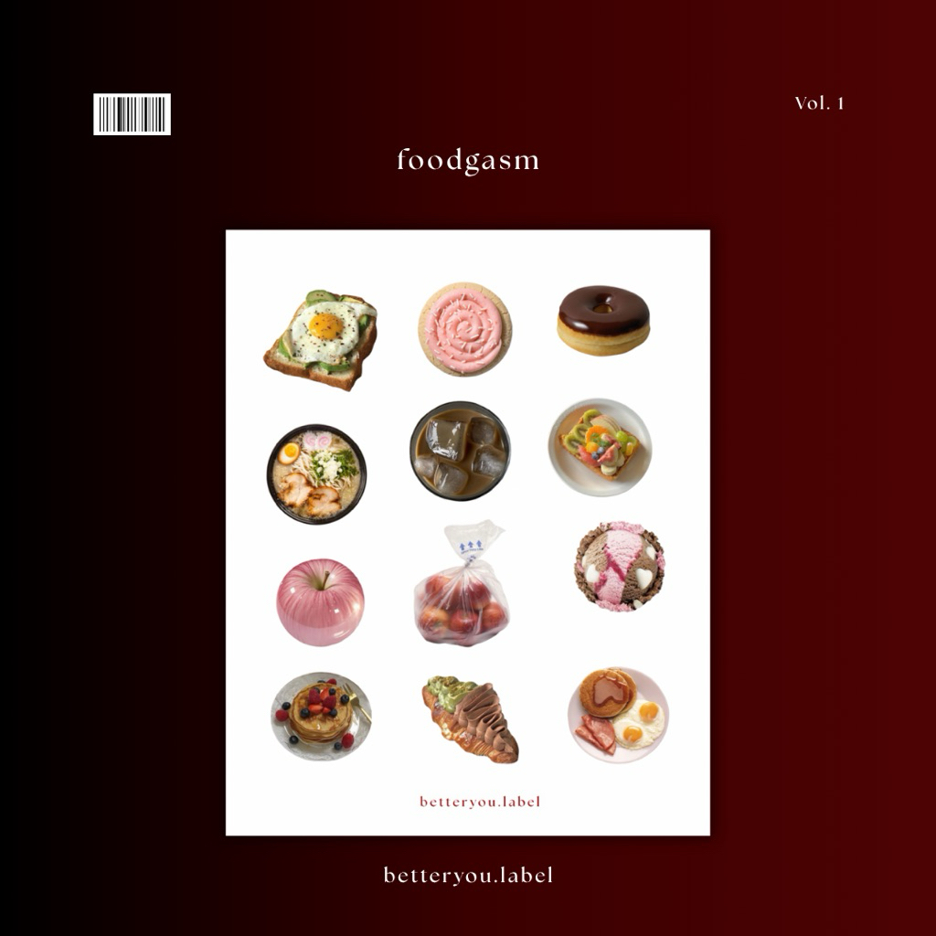 

Premium aesthetic 3D Sticker/Stiker “Foodgasm” Vol. 1