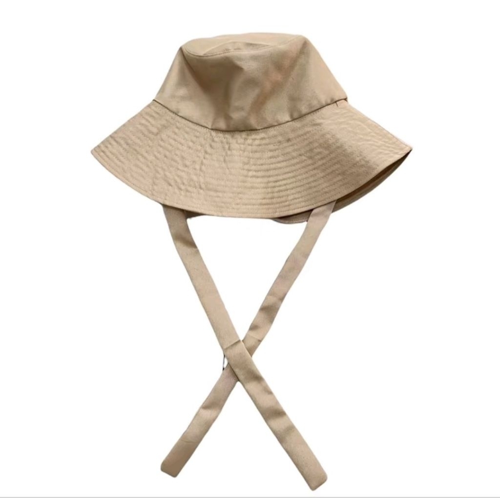 Serenescents06 Topi Wanita Model Lebar Aksel Tali Panjang Topi Pantai Topi Umroh Topi Haji Bahan