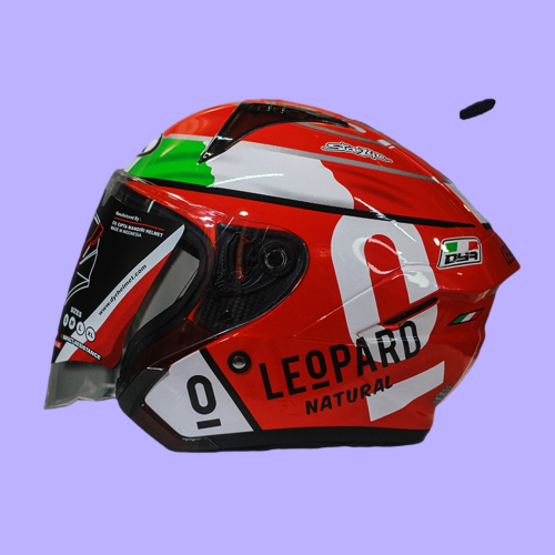 HELM DYR SUBARU motif LEOPARD warna REDCHILI